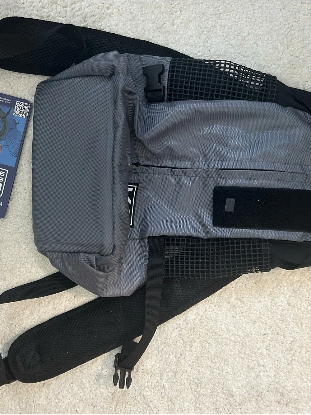 K9 Gray Mesh Dog Backpack with Padded Shoulder Strap-Size Small